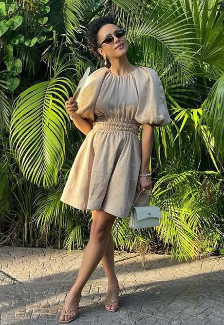 Aje Solitude Cutout Mini Dress in Beige - Size AUS 6 (US 2)