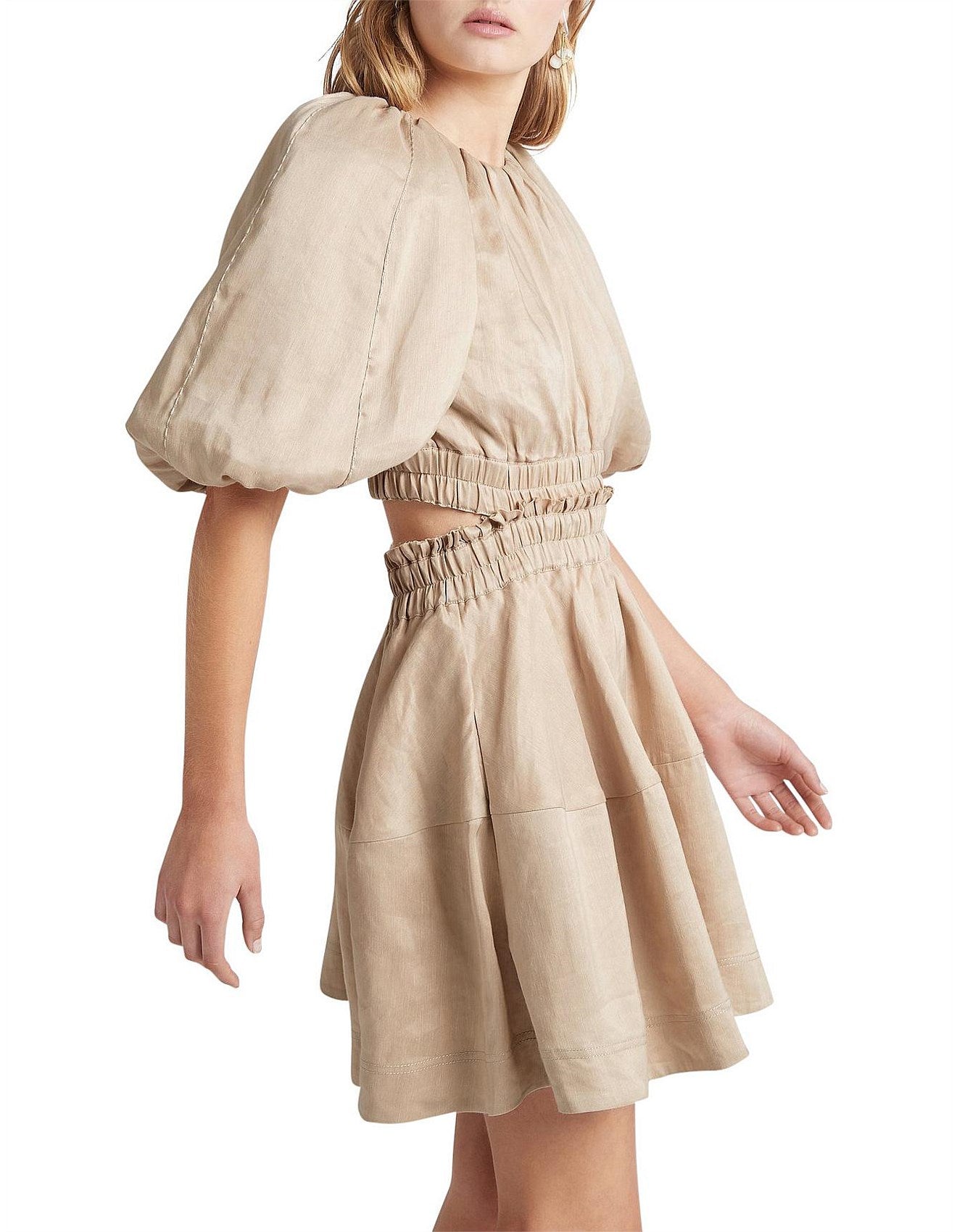 Aje Solitude Cutout Mini Dress in Beige - Size AUS 6 (US 2)