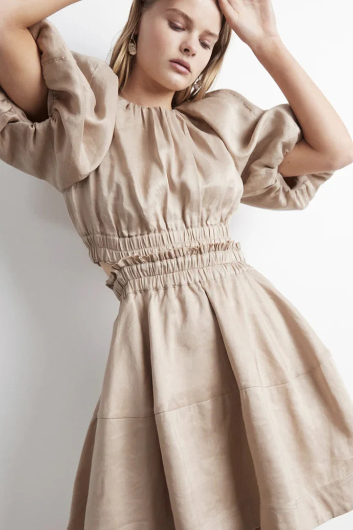 Aje Solitude Cutout Mini Dress in Beige - Size AUS 6 (US 2)
