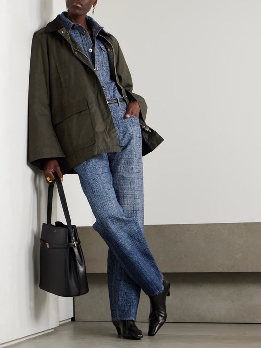 Toteme Oversized Corduroy Trimmed Waxed Jacket 36