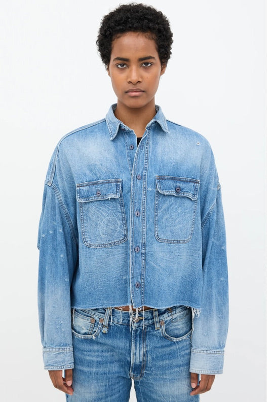 R13 Denim distressed crop S