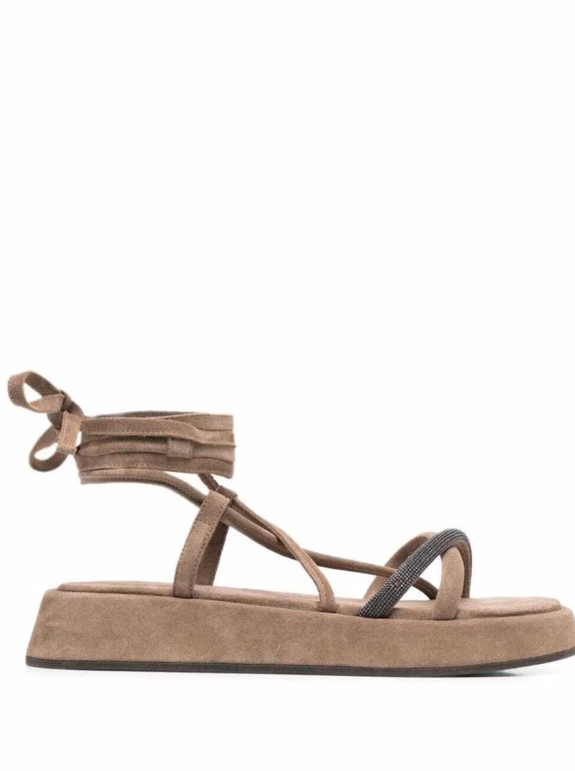 Brunello Cucinelli Ankle tie Flatform Sandal 38