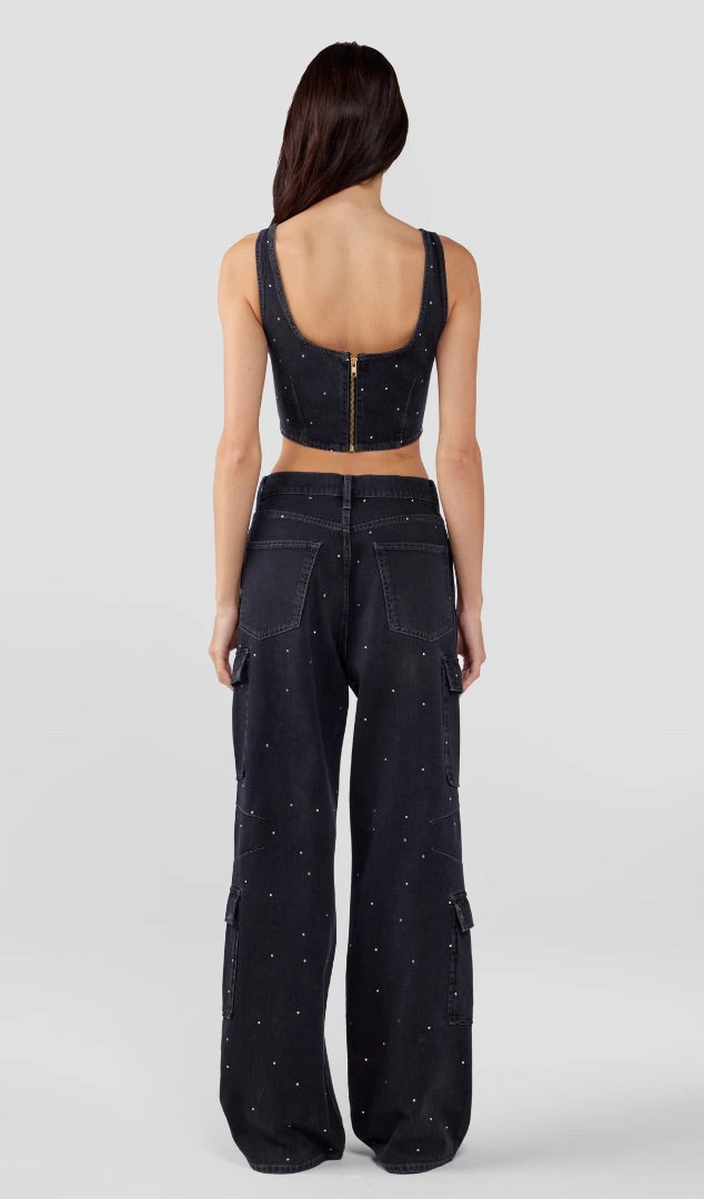 Triarchy Ms. Miley High-Rise Cargo Jean - Stardust Loved Black BNWT - Size 26