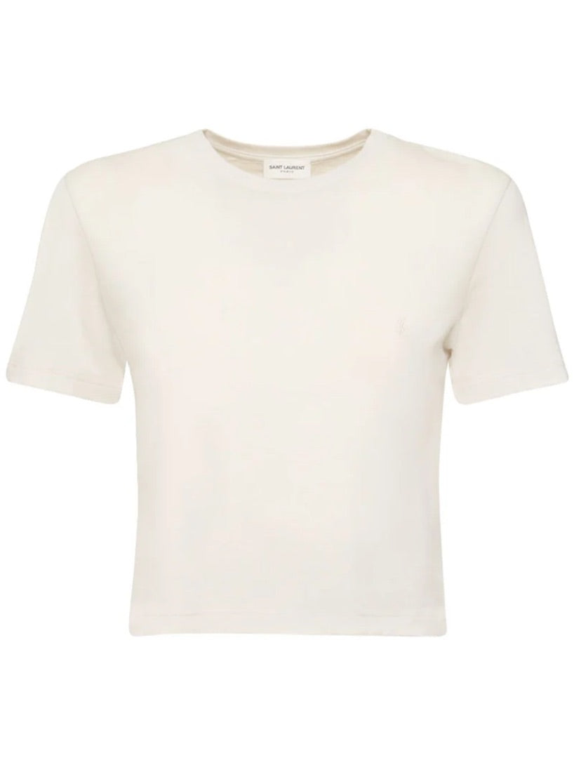 Saint Laurent Slim Cotton Cropped T-Shirt - Size M (Fits like an XS/S)