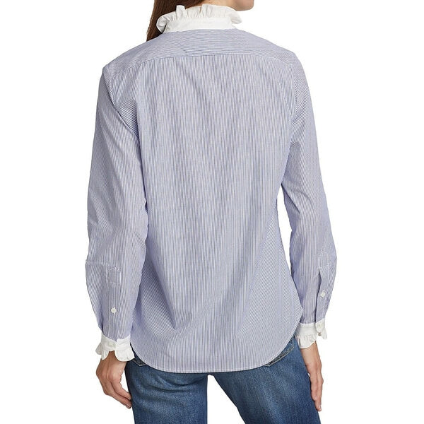 Nili Lotan Clara Ruffle Trim Cotton Shirt XS
