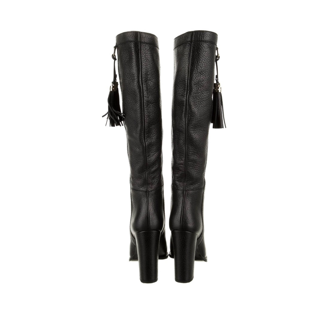 Gucci Leather Tassle Accent Boots Black - Size 38