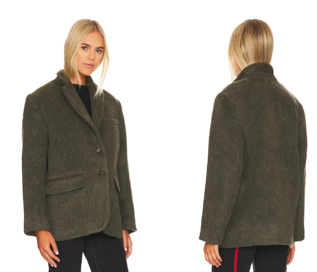 Anine Bing Green Wool Quinn Blazer XS