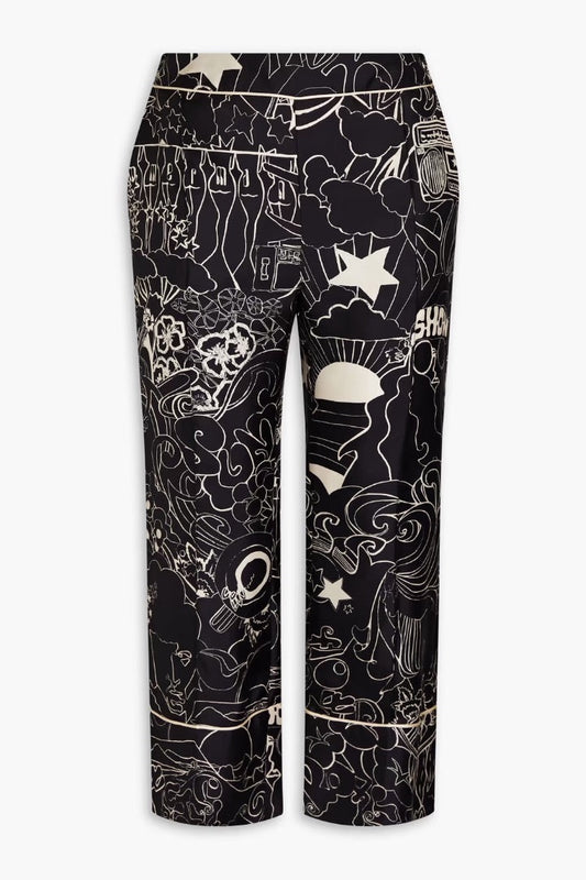 Zimmermann Concert printed silk-satin twill kick-flare pants - Size 0 (Fits like a Small)