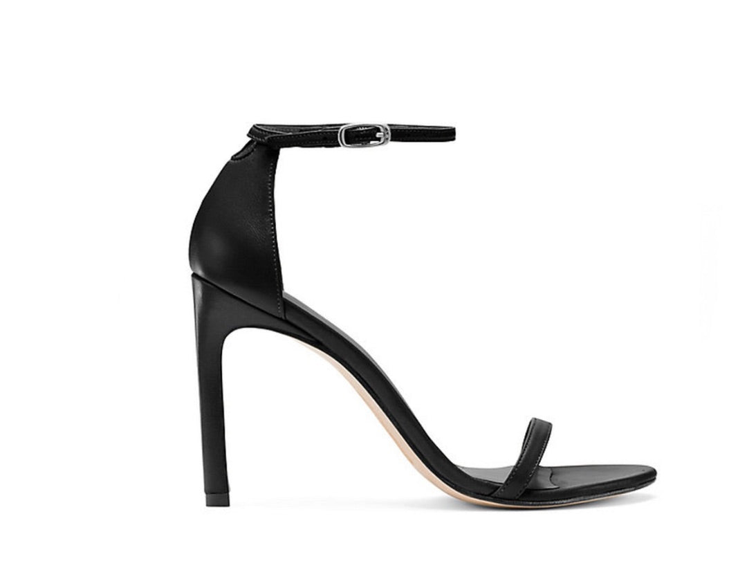 Stuart Weitzman Nudistsong Leather Ankle Strap Sandals in Black - Size 7.5