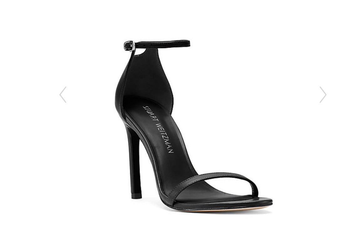 Stuart Weitzman Nudistsong Leather Ankle Strap Sandals in Black - Size 7.5