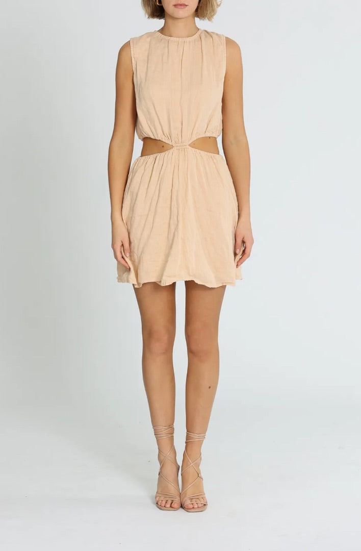 Faithfull The Brand La Pineta Mini Dress - Beige - Size M