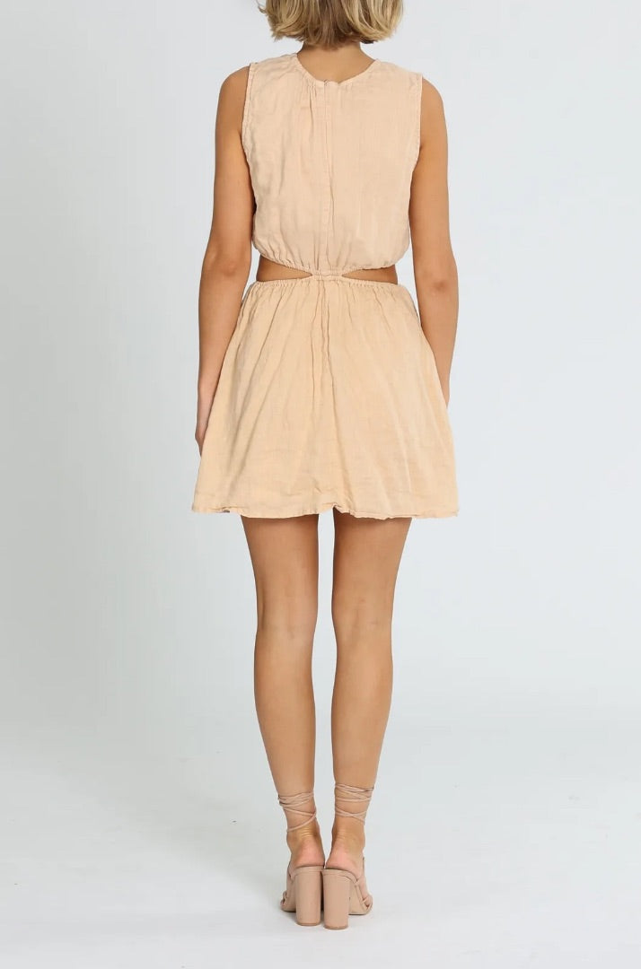 Faithfull The Brand La Pineta Mini Dress - Beige - Size M