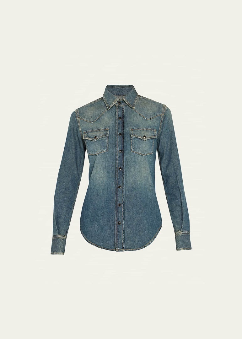 Saint Laurent Classic Western Denim Shirt - Size Small