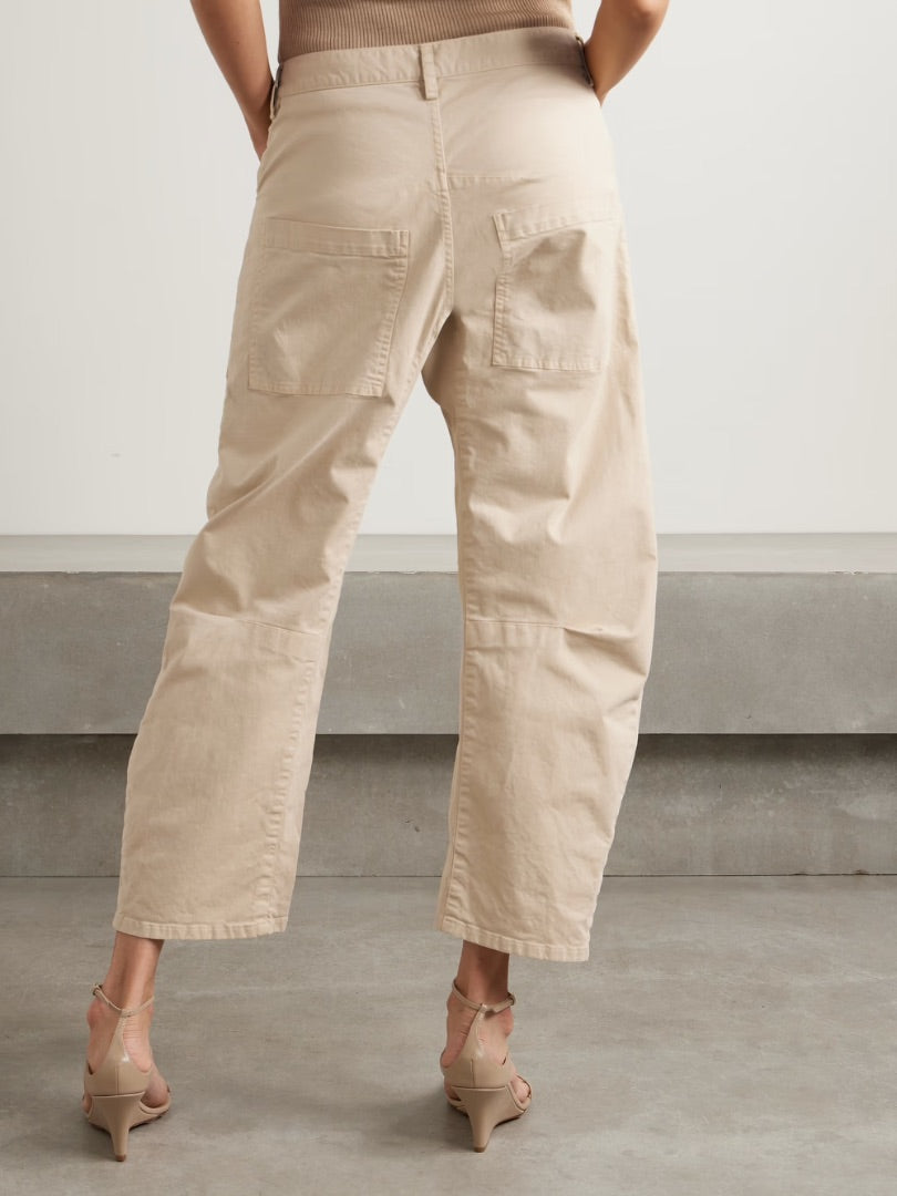 Nili Lotan Shon Cotton-Blend Twill Tapered Pants in Beige - Size 12