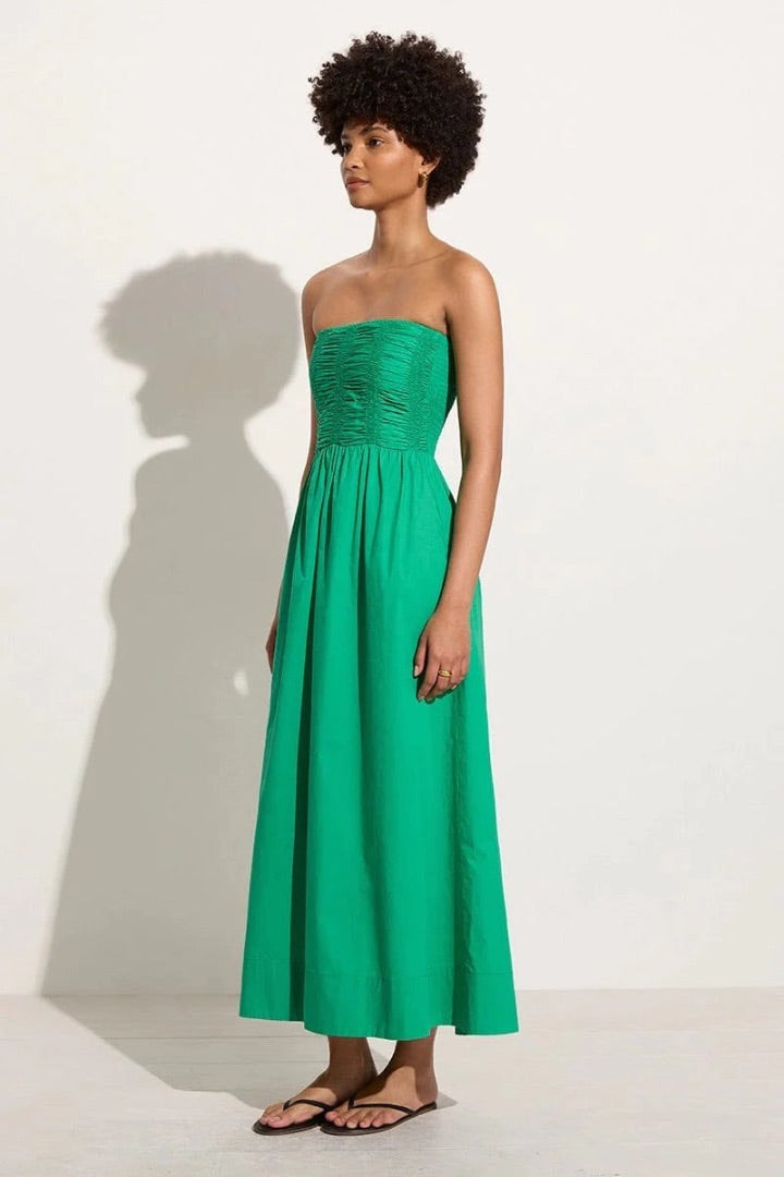 Faithfull The Brand Dominquez Midi Dress in Verde - Size 4