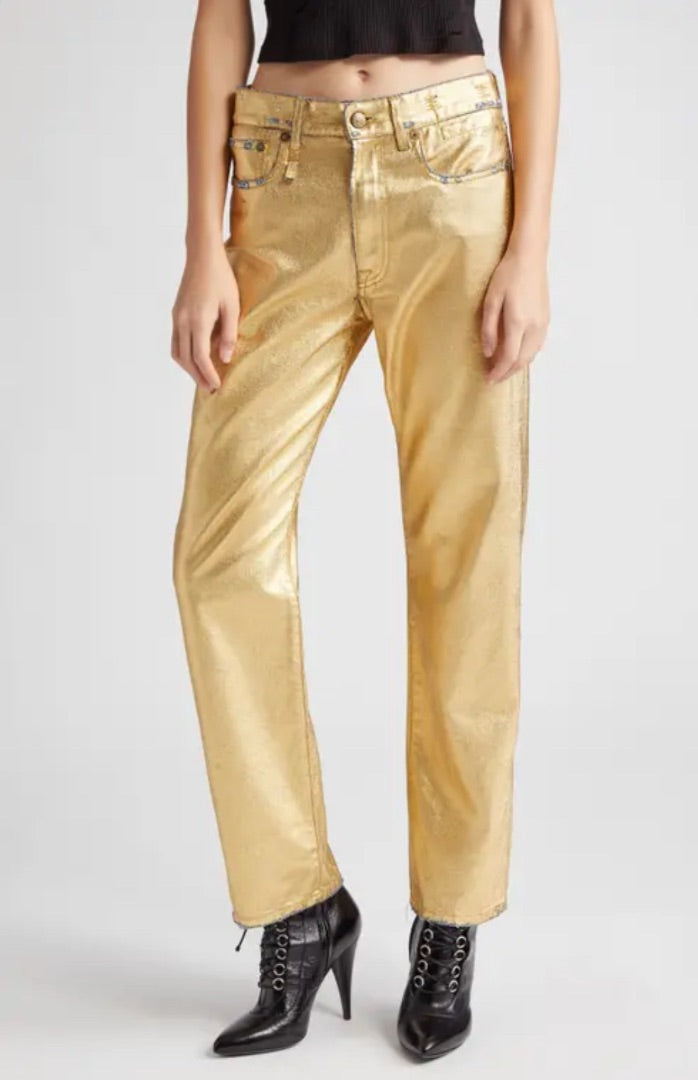 R13 Boy Straight Jean in Gold Indigo Stretch - Size 26