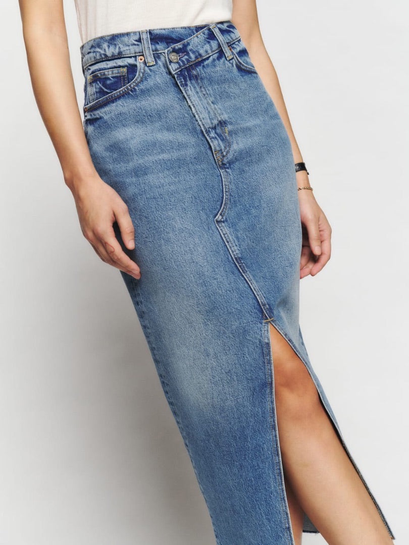 Reformation Nila Long Deim Skirt - Size 26 (Fits like a 25)