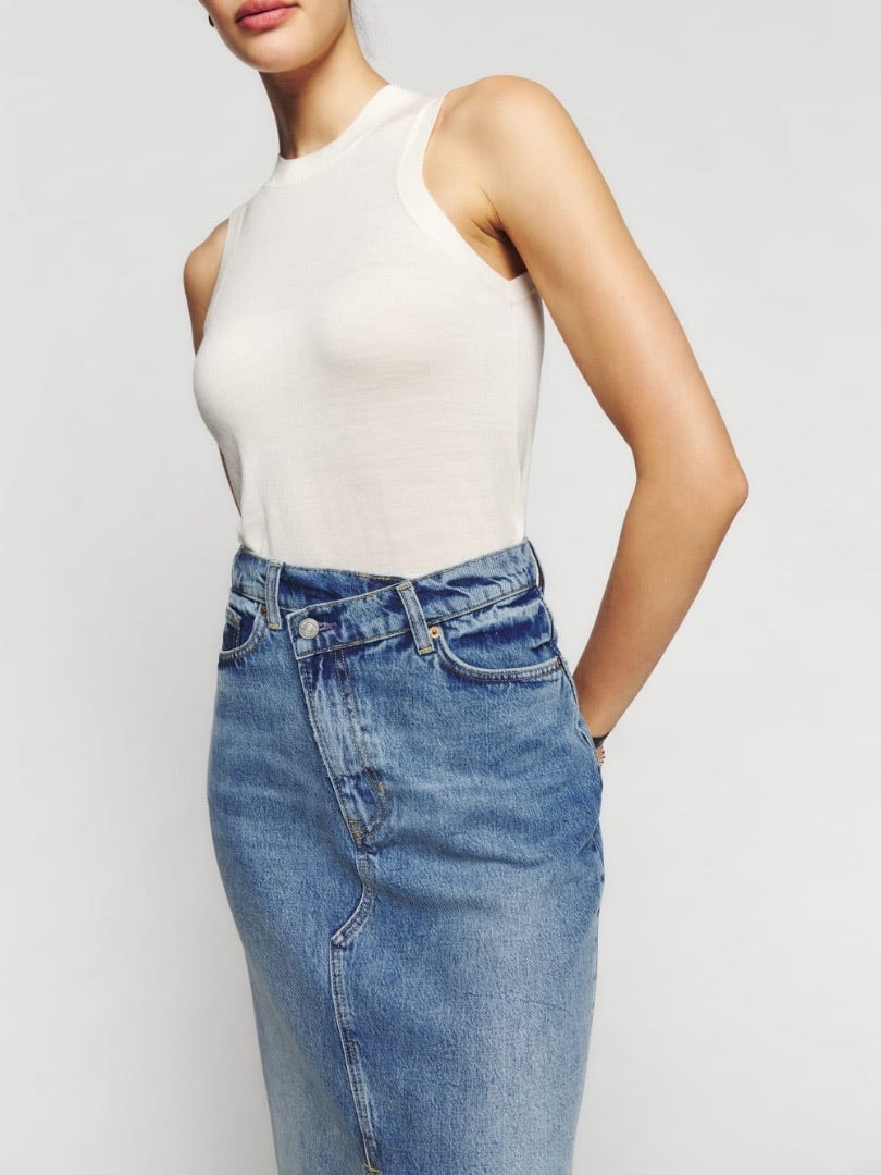 Reformation Nila Long Deim Skirt - Size 26 (Fits like a 25)