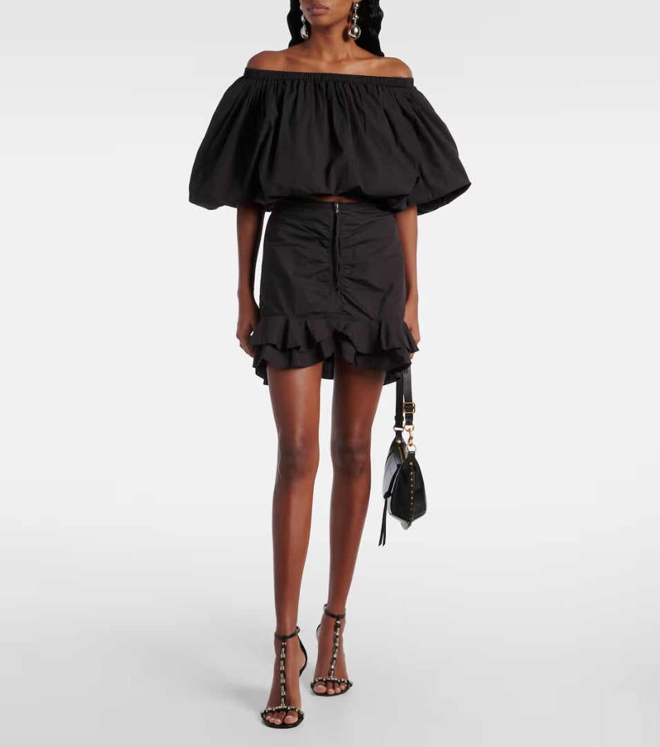 Isabel Marant Etoile Breenea Ruffled Cotton Miniskirt - Size 36