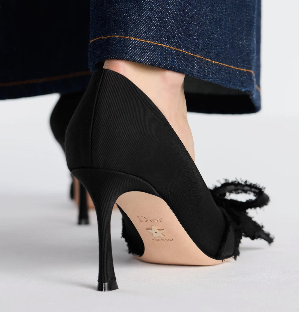 Dior Adiorable Black Fringed Grosgrain Pumps - Size 37.5