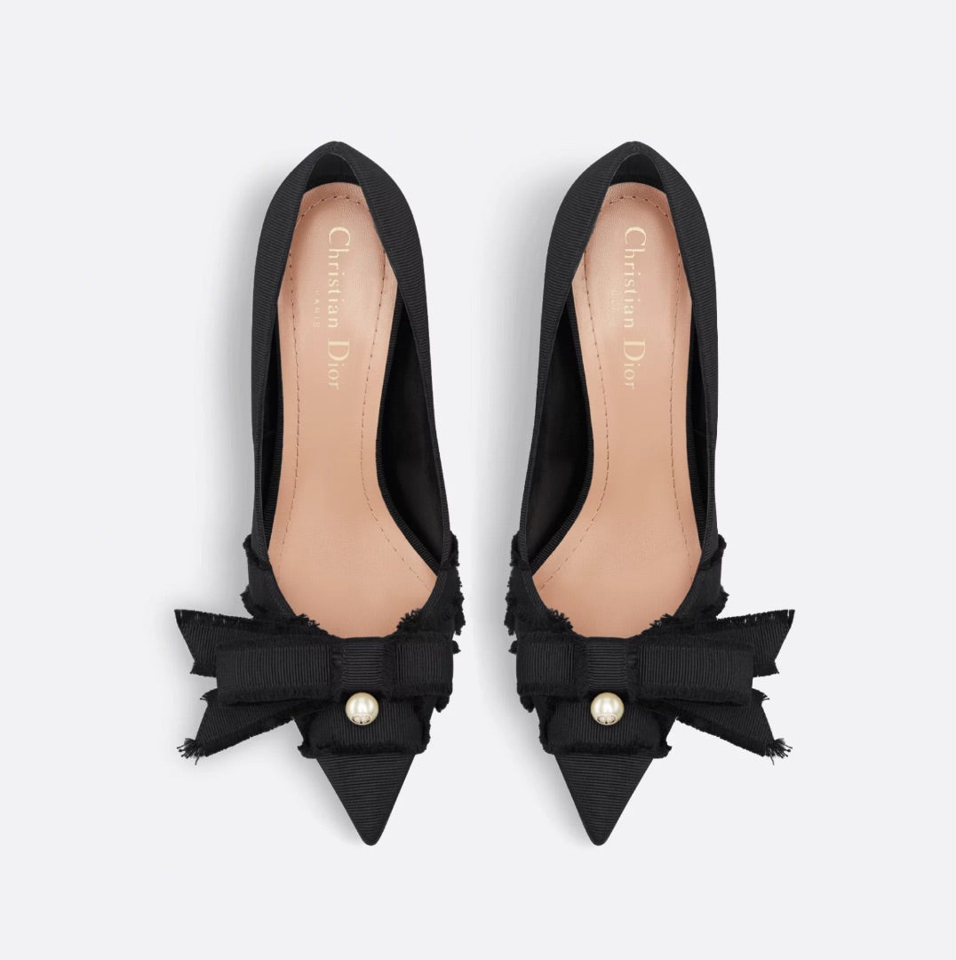 Dior Adiorable Black Fringed Grosgrain Pumps - Size 37.5