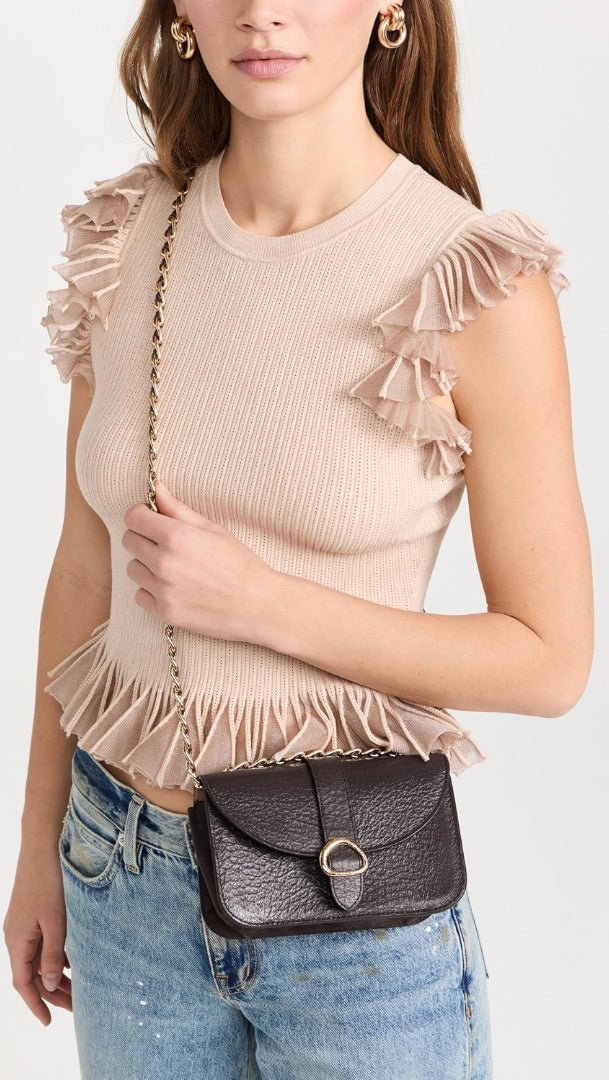 Ulla Johnson Esme Small Chain Crossbody Bag in Chocolate (Brand New)
