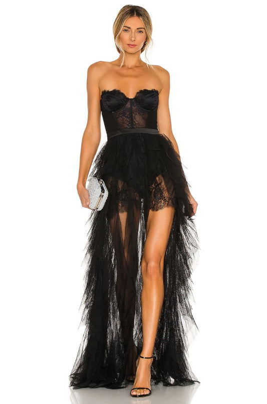 For Love & Lemons x REVOLVE Bustier Gown in Black - Size Small