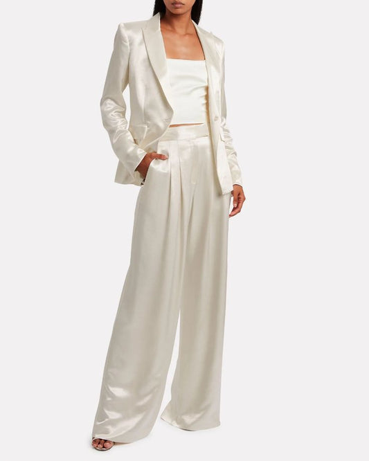 Veronica Beard Athens Satin Dickey Jacket (Size 4) & Noel Pant (Size 2, hemmed) Set