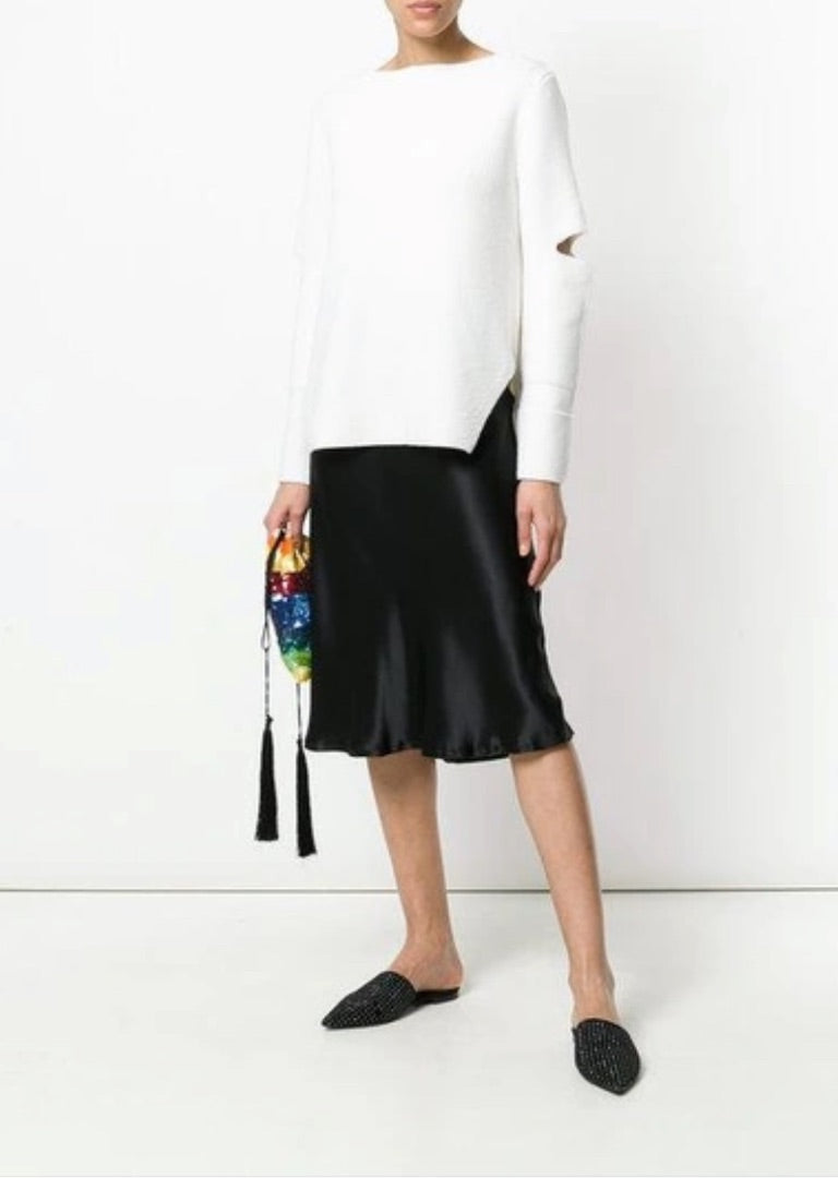 Nili Lotan ARA Black Silk Midi Skirt BNWT - Size 8