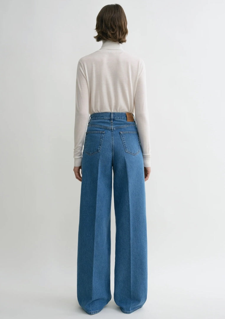 Totême Wide Leg Denim in Vibrant Blue - Size 28