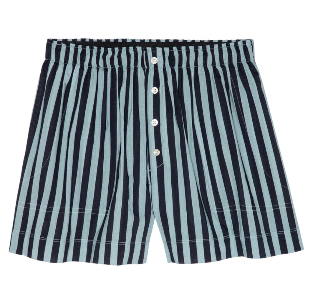 The Great The Daily Button Up & Boxer Shorts in Blue Club Stripe BNWT SET - Size 1 (Small)