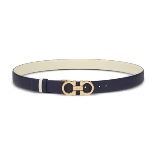 Ferragamo Gancini-Plaque Reversible Leather Belt - Size 95