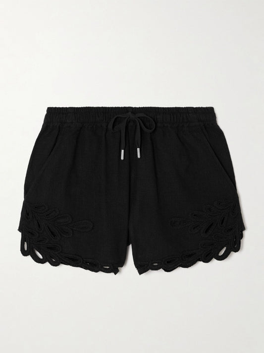 Isabel Marant Etoile Safa Embroidered Cotton Shorts - Size 34