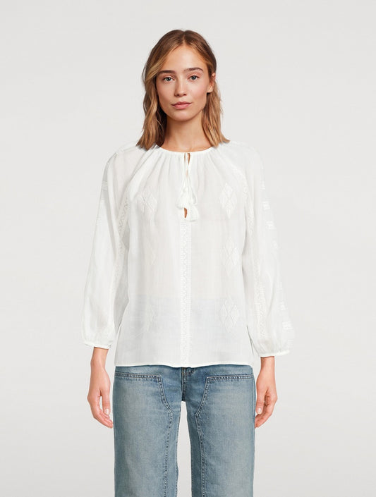 Nili Lotan Cristo Ramie Blouse in White