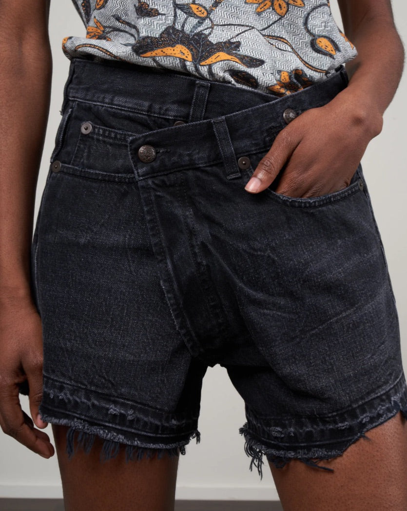 R13 Black Crossover Shorts in Jake Black - Size 27