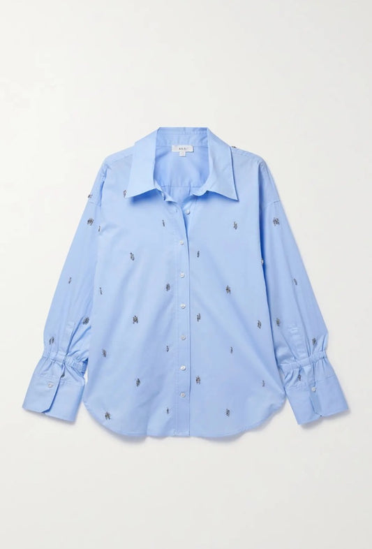 ALC Monica Crystal-Embellished Cotton-Twill Shirt - Size 00