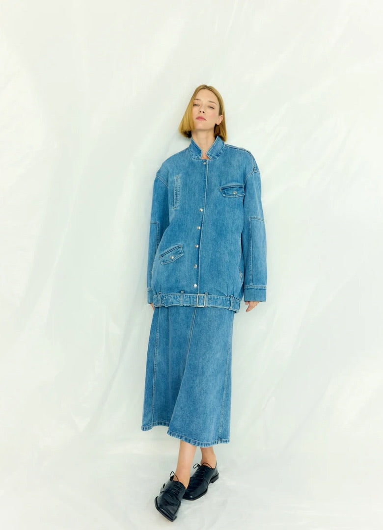 Tibi Classic Denim Sculpted Silke Skirt BNWT - Size 26