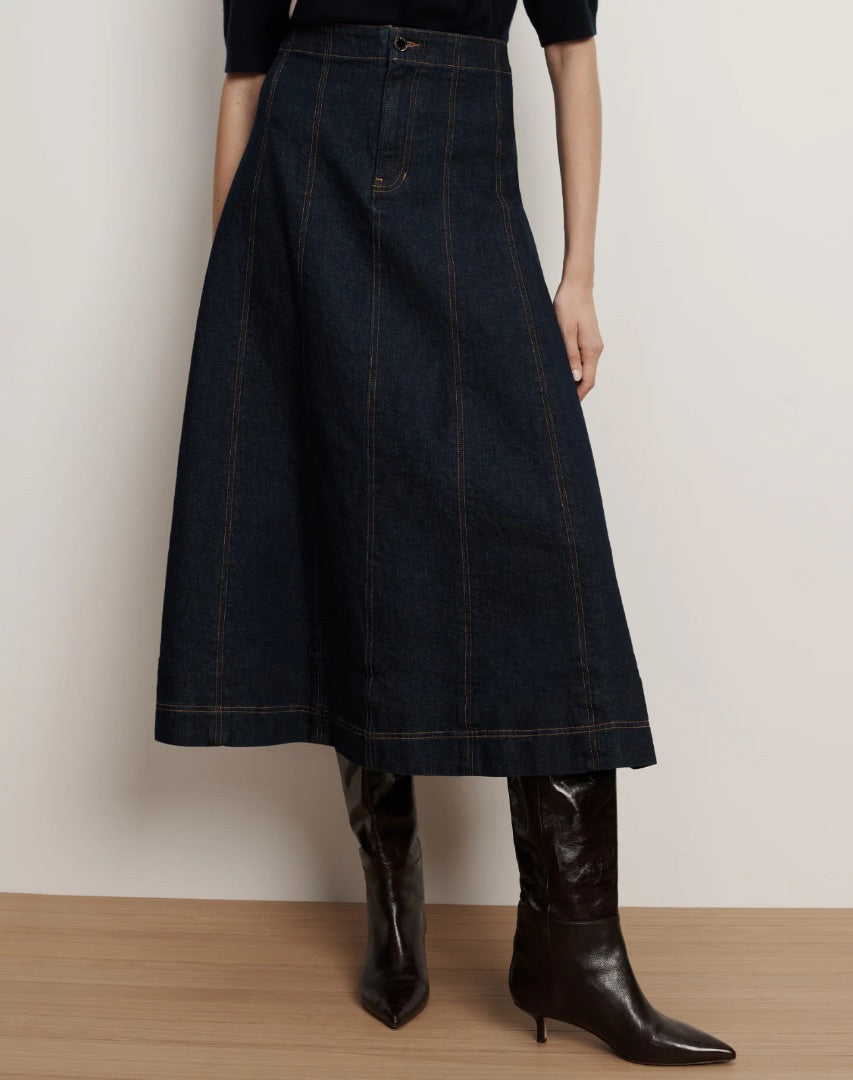 Veronica Beard Jeans Alix Denim Midi Skirt - Size 2