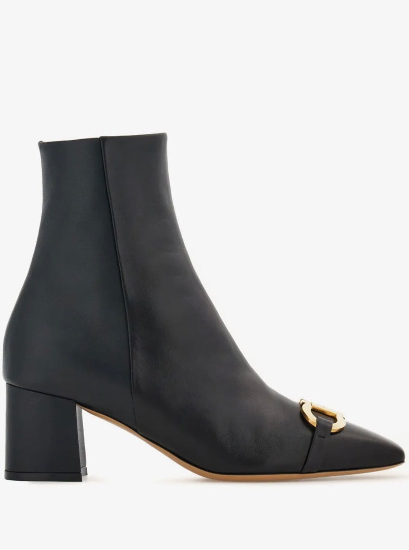Ferragamo 60mm Gancini-Buckle Leather Ankle Boots - Size 9.5 (Brand New)