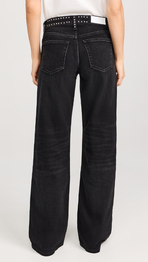 Re/Done Studded Mid Rise Wide Leg Jeans - Size 25