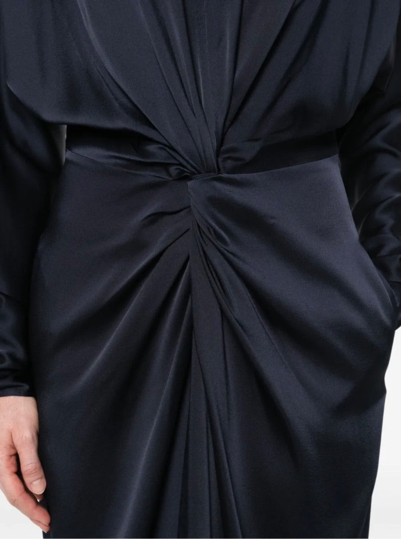 Stella McCartney Twist-Front Long-Sleeve Midi Dress - Size 38 IT
