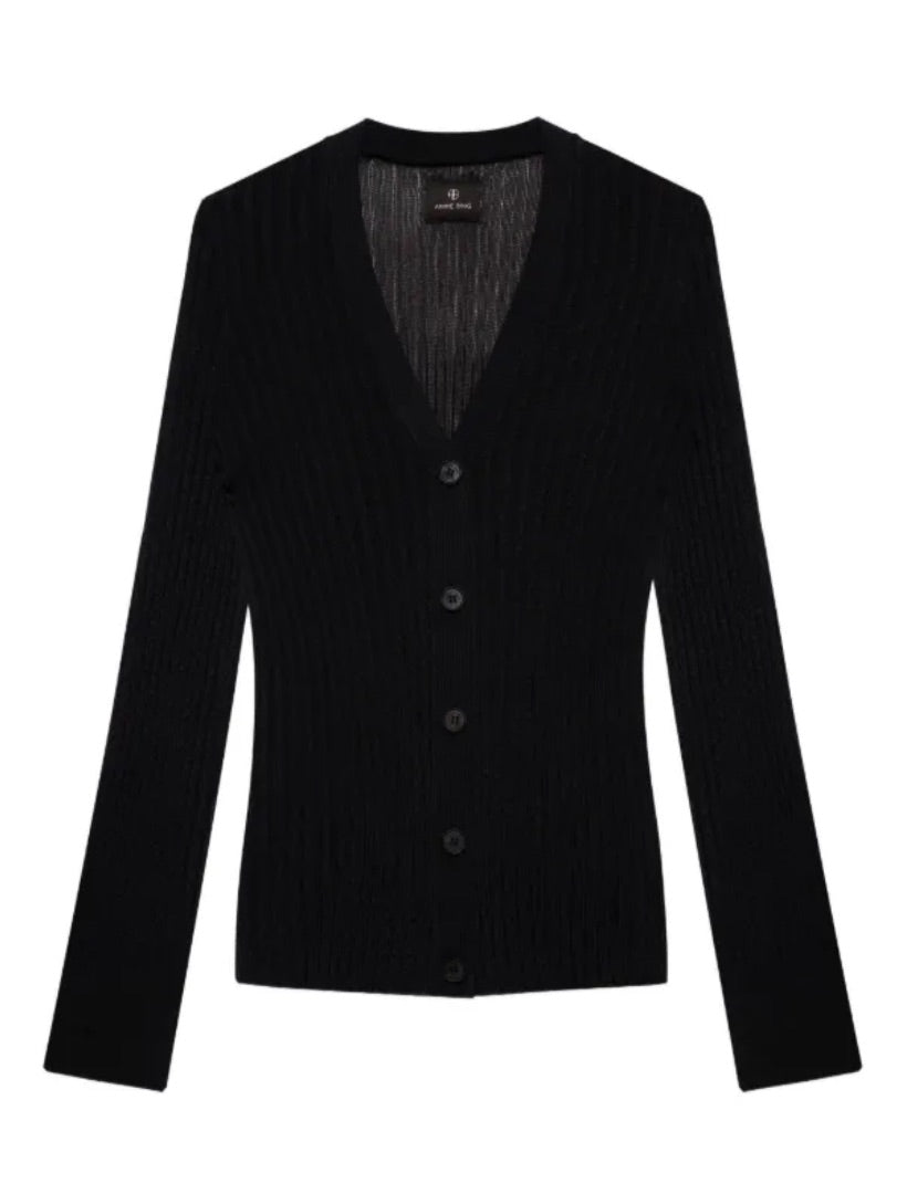 Anine Bing Matheo Ribbed Buttoned Cardigan
