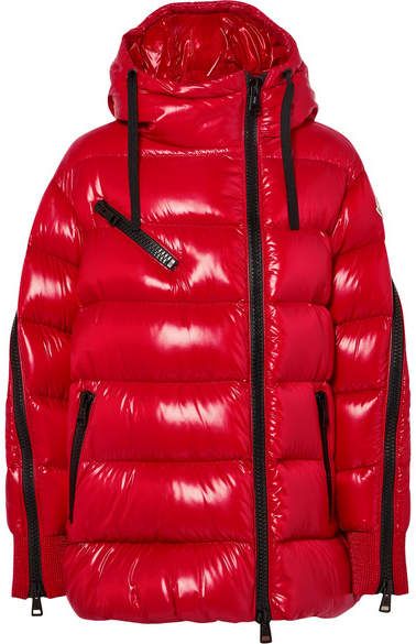Moncler Liriope Hooded Quilted Puffer in Glossy Red - Size 0 (Fits like a small)