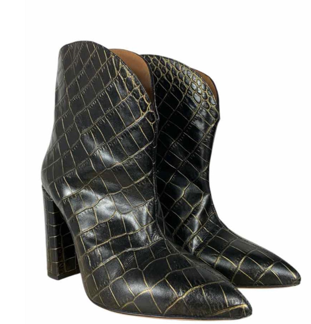 Paris Texas Brown Croc-Embossed Boots - Size 35.5
