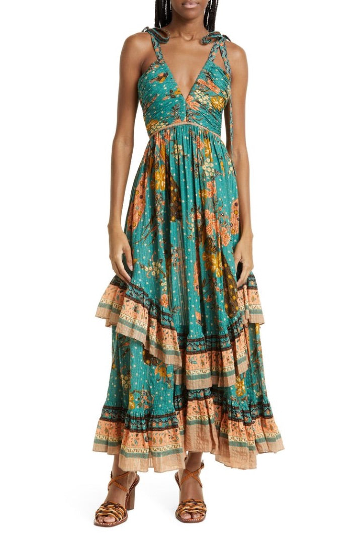 Ulla Johnson MEERA TIE STRAP MAXI DRESS IN MULTI - Size 6