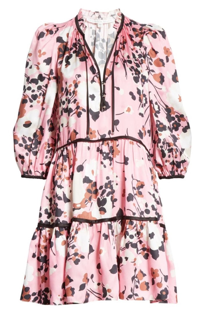 Veronica Beard Hawken Floral Tiered Silk-blend Minidress - Size 10
