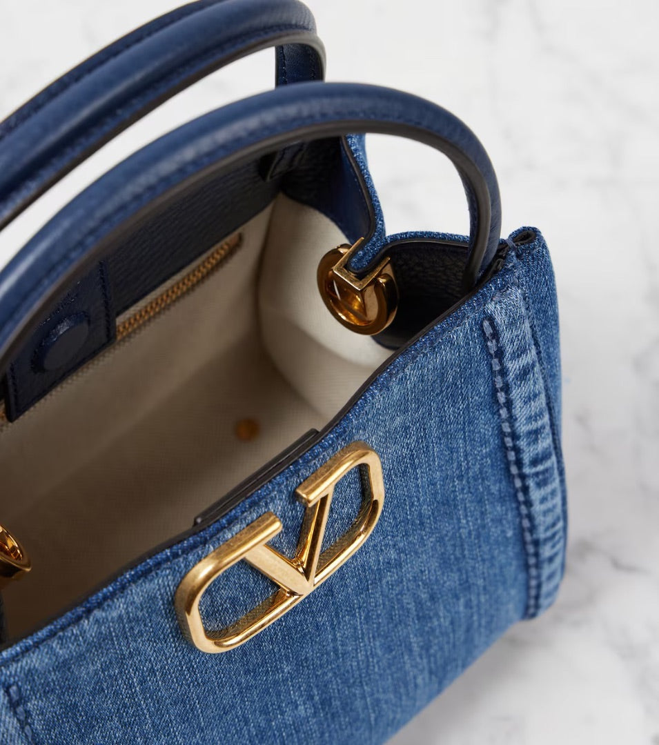 Valentino Alltime Small Denim Tote