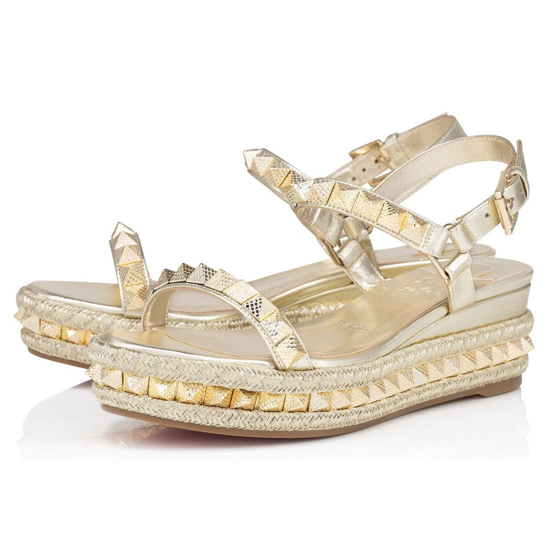 Christian Louboutin Pyraclou leather espadrilles - Size 40 (New)