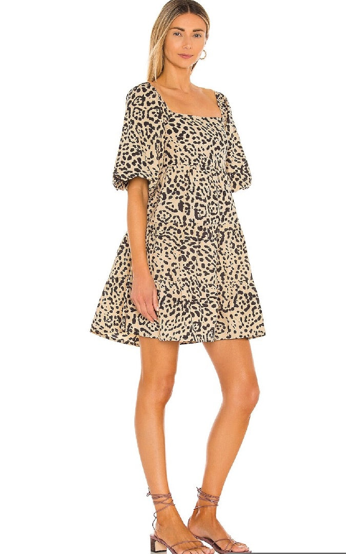 Faithfull the Brand Leopard Print Mini Dress XS