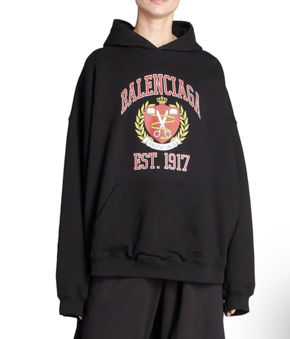 Balenciaga Est. 1917 College Logo Print Hoodie Size 3